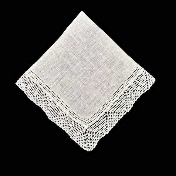 Heirloom Crochet Lace Wedding Handkerchief Bride Cottagecore Vintage Dainty - Picture 1 of 4